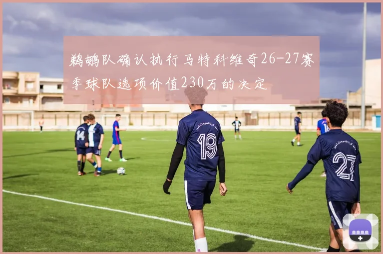 鹈鹕队确认执行马特科维奇26-27赛季球队选项价值230万的决定